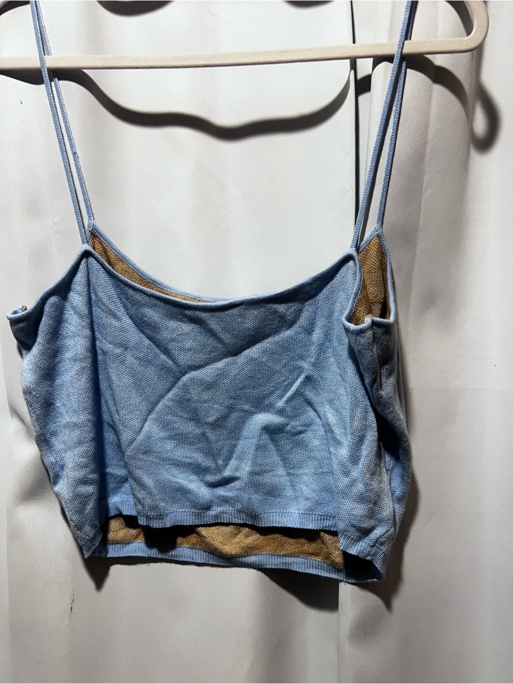 Baevley Blue Smiley Face Knit Crop Cami Top Size L Y2K - Picture 3 of 5